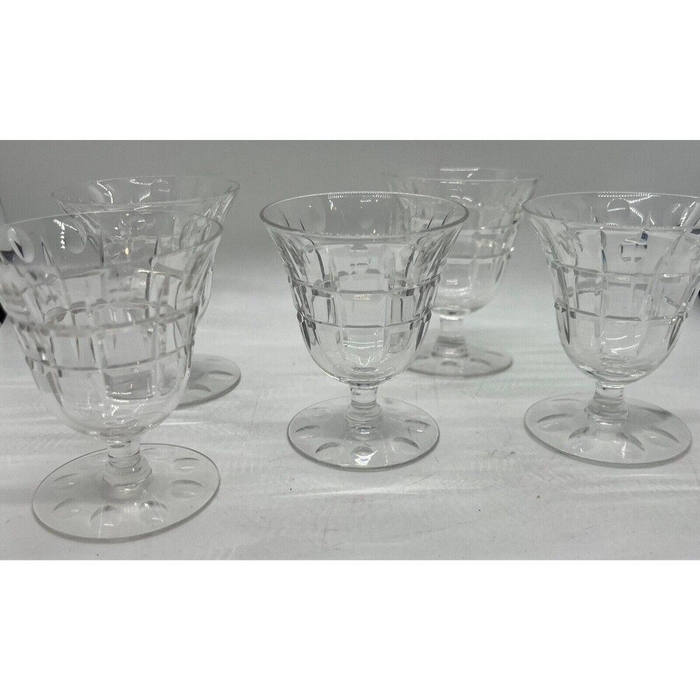 Set of 5 Seneca regina Oyster Fruit Cocktail Glasses 3 5/8" Vintage mcm glass